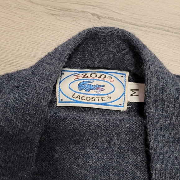 Izod Lacoste vintage cable knit button up charcole grey cartigan sweater. Size M - Picture 3 of 6